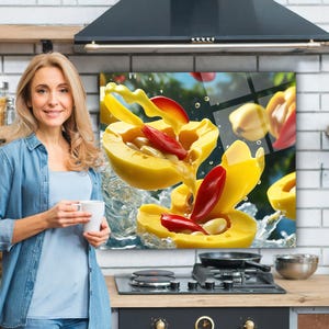 Dosseret de poêle en verre trempé, Carrelage pour dosseret de cuisine, Décoration de cuisine, Couvercle arrière de poêle, Couvercle supérieur de cuisinière