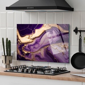 Dosseret de cuisine, couverture arrière de cuisinière, dosseret en verre trempé, décoration de cuisine, couverture de dessus de cuisinière, cadeau de pendaison de crémaillère, cadeau pour elle