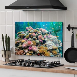 Panneau de verre pour dosseret de poêle, Décoration murale de cuisine, Cache de cuisinière, Planche à découper, Housse de cuisinière à gaz, Accessoires de cuisine, Décoration d'intérieur