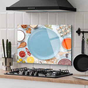 Dosseret de cuisine, couverture arrière de cuisinière, dosseret de poêle en verre trempé, décoration de cuisine, couverture de dessus de cuisinière, cadeau de pendaison de crémaillère, planche à découper