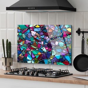 Dosseret de cuisine, couverture arrière de cuisinière, dosseret de poêle en verre trempé, décoration de cuisine, couverture de dessus de cuisinière, cadeau de pendaison de crémaillère, planche à découper