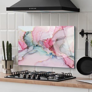 Dosseret de cuisine, coque arrière de cuisinière, oeuvre d'art murale en verre trempé, couvercle de dessus de cuisinière à gaz, crédence déco de cuisine, planche à découper et à nouilles