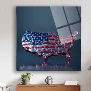 American Flag, Tempered Glass Wall Art, United States Flag, American Outdoor Decor, Extra Large Wall Art, Housewarming Gift,Home Wall Decor