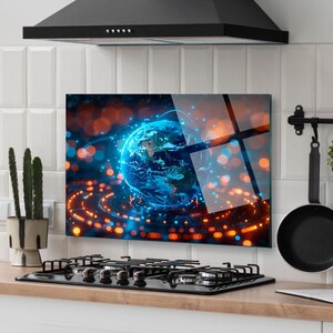 Dosseret de cuisine, couverture arrière de cuisinière, dosseret de poêle en verre trempé, décoration de cuisine, couverture de dessus de cuisinière, cadeau de pendaison de crémaillère, planche à découper
