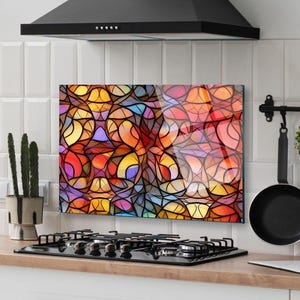 Panneau de dosseret de poêle en verre trempé, couverture arrière de poêle, décoration de cuisine, couvercle de dessus de cuisinière, dosseret de cuisine en carrelage, planche à découper et à nouilles