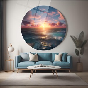 Foto del mar, pintura Art Deco, cubierta de estufa, regalo de arte único, póster de pared retro, pintura sobre vidrio, regalo único para esposa
