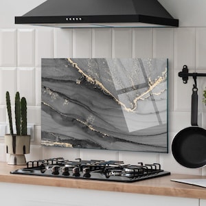 Dosseret de cuisine, couverture arrière de cuisinière, dosseret de poêle en verre trempé, décoration de cuisine, couverture de dessus de cuisinière, cadeau de pendaison de crémaillère, planche à découper