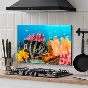 Panneau de verre pour dosseret de poêle, Décoration murale de cuisine, Cache de cuisinière, Planche à découper, Housse de cuisinière à gaz, Accessoires de cuisine, Décoration d'intérieur
