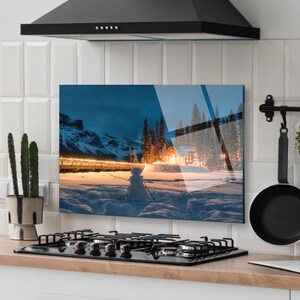 Décoration murale pour dosseret de cuisine, panneau de verre pour dosseret de cuisinière, oeuvre d'art murale en verre, couvercle de cuisinière à gaz, décoration de cuisine, couvercle de cuisinière