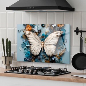 Dosseret de cuisine, couverture arrière de cuisinière, dosseret de poêle en verre trempé, décoration de cuisine, couverture de dessus de cuisinière, cadeau de pendaison de crémaillère, planche à découper