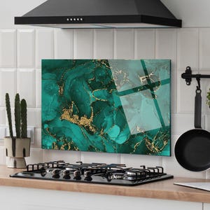 Dosseret de cuisine, Cache arrière de cuisinière, Art mural en verre trempé, Cache supérieur de cuisinière à gaz, Crédence déco de cuisine