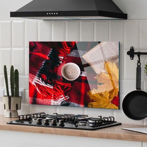 Dosseret de cuisine, couverture arrière de cuisinière, dosseret de poêle en verre trempé, décoration de cuisine, couverture de dessus de cuisinière, cadeau de pendaison de crémaillère