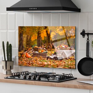 Dosseret de cuisine, couverture arrière de cuisinière, dosseret de poêle en verre trempé, décoration de cuisine, couverture de dessus de cuisinière, cadeau de pendaison de crémaillère