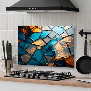 Dosseret de cuisine, couverture arrière de cuisinière, dosseret de poêle en verre trempé, décoration de cuisine, couverture de dessus de cuisinière, cadeau de pendaison de crémaillère, cadeau pour elle
