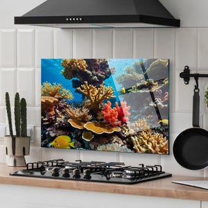 Garde-boue pour évier de cuisine - Dosseret de cuisine en verre trempé - Couvercle d'évier de cuisine - Couvercle supérieur arrière de cuisinière - Crédence de carreaux de verre - Planche à découper