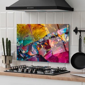 Panneau de verre pour dosseret de poêle, Décoration murale de cuisine, Cache de cuisinière, Planche à découper, Housse de cuisinière à gaz, Accessoires de cuisine, Décoration d'intérieur