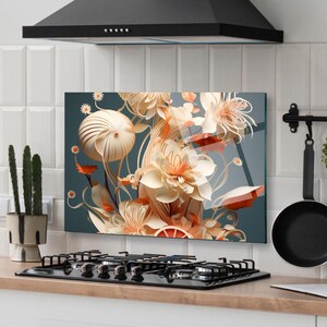 Dosseret de cuisine, Cache arrière de cuisinière, Dosseret de poêle en verre trempé, Décoration de cuisine, Cache supérieur de cuisinière, Accessoires de cuisine, Planche à découper