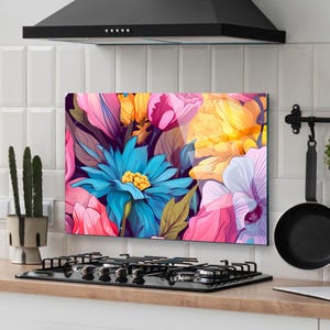 Dosseret de cuisine, couverture arrière de cuisinière, dosseret de poêle en verre trempé, décoration de cuisine, couverture de dessus de cuisinière, cadeau de pendaison de crémaillère, planche à découper