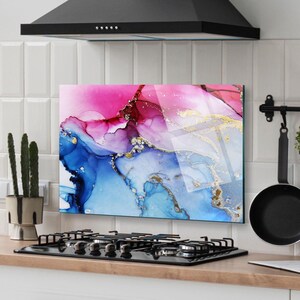 Panneau de dosseret de cuisinière en verre personnalisé, Couvercle arrière de cuisinière, Décoration de cuisine, Couvercle supérieur de cuisinière, Carrelage de dosseret de cuisine, Planche à découper/nouilles