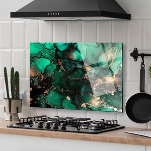 Dosseret de cuisine, couverture arrière de cuisinière, dosseret de poêle en verre trempé, décoration de cuisine, couverture de dessus de cuisinière, cadeau de pendaison de crémaillère, planche à découper