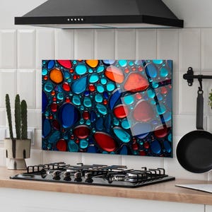 Panneau de dosseret de poêle en verre trempé, couverture arrière de poêle, décoration de cuisine, couvercle de dessus de cuisinière, dosseret de cuisine en carrelage, planche à découper et à nouilles