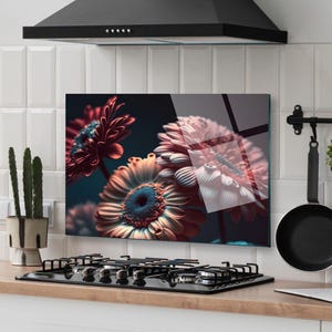 Dosseret de cuisine, couverture arrière de cuisinière, dosseret de poêle en verre trempé, décoration de cuisine, couverture de dessus de cuisinière, cadeau de pendaison de crémaillère, planche à découper