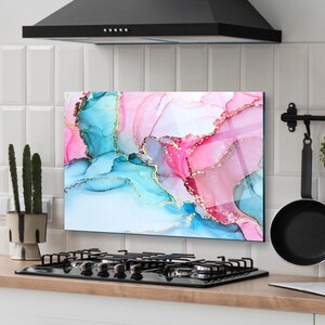 Dosseret de cuisine, Cache arrière de cuisinière, Art mural en verre trempé, Cache supérieur de cuisinière à gaz, Crédence déco de cuisine
