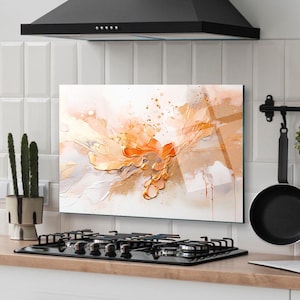 Dosseret de cuisine, Cache arrière de cuisinière, Art mural en verre trempé, Cache supérieur de cuisinière à gaz, Crédence déco de cuisine