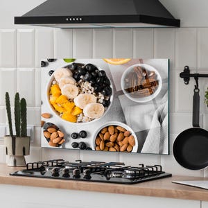 Dosseret de cuisine, Cache arrière de cuisinière, Art mural en verre trempé, Cache supérieur de cuisinière à gaz, Crédence déco de cuisine