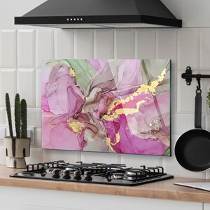 Panneau de verre pour dosseret de poêle, Décoration murale de cuisine, Cache de cuisinière, Planche à découper, Housse de cuisinière à gaz, Accessoires de cuisine, Décoration d'intérieur