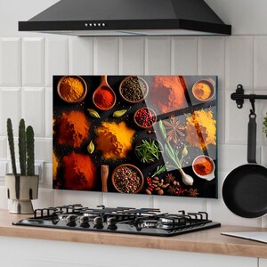 Dosseret de cuisine, panneau de dosseret en verre trempé, couverture arrière de poêle, décoration de cuisine, couvercle de cuisinière, planche à découper et à nouilles