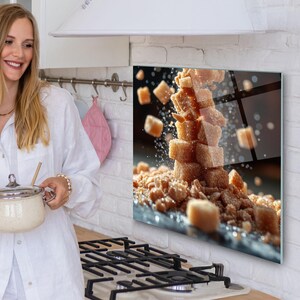 Garde-boue pour évier de cuisine, Dosseret de cuisine en verre trempé, Couvercle d'évier de cuisine, Couvercle supérieur arrière de cuisinière, Crédence en carreau de verre, Planche à découper