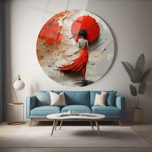 Fille au parapluie, impressions photo sur verre, art mural carte pour enfants, art mural en granit, silhouettes fluides, décalcomanies murales, oeuvre d'art pour le bureau