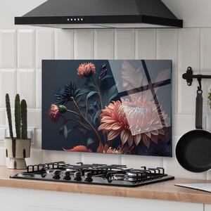 Dosseret de cuisine, couverture arrière de cuisinière, dosseret de poêle en verre trempé, décoration de cuisine, couverture de dessus de cuisinière, cadeau de pendaison de crémaillère, planche à découper