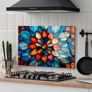 Panneau de dosseret de poêle en verre trempé, couverture arrière de poêle, décoration de cuisine, couvercle de dessus de cuisinière, dosseret de cuisine en carrelage, planche à découper et à nouilles