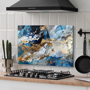 Dosseret de cuisine, Cache arrière de cuisinière, Dosseret de poêle en verre trempé, Décoration de cuisine, Cache supérieur de cuisinière, Accessoires de cuisine, Planche à découper