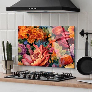 Panneau de verre pour dosseret de poêle, Décoration murale de cuisine, Cache de cuisinière, Planche à découper, Housse de cuisinière à gaz, Accessoires de cuisine, Décoration d'intérieur