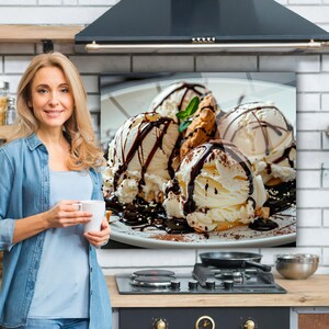 Garde-boue pour évier de cuisine, Dosseret de cuisine en verre trempé, Couvercle d'évier de cuisine, Couvercle supérieur arrière de cuisinière, Crédence en carreau de verre, Planche à découper