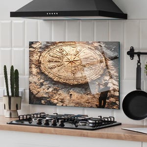 Panneau de dosseret de poêle en verre trempé, couverture arrière de poêle, décoration de cuisine, couvercle de dessus de cuisinière, dosseret de cuisine en carrelage, planche à découper et à nouilles