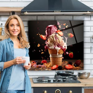 Dosseret de cuisine en verre trempé, Couvercle d'évier de cuisine, Garde-boue pour évier de cuisine, Couvercle supérieur arrière de cuisinière, Crédence en carreau de verre, Planche à découper