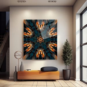 Blauwe spiraal, oude muurkunst, kunst decor cadeau, cartoon print, 3D muur decor kunst, glaskunstafdrukken, glazen wandkleden