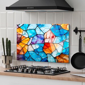 Panneau de verre pour dosseret de poêle, Décoration murale de cuisine, Cache de cuisinière, Planche à découper, Housse de cuisinière à gaz, Accessoires de cuisine, Décoration d'intérieur