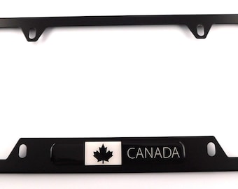 Canada Black Flag Metal black Aluminum Car License plate frame bottom cutout 4hole