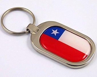 Schlüsselanhänger Chile – Bestickte Flagge Mit Landesname, Ca. 3 X 9,5 Cm
