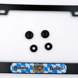 Bavaria flag metal black aluminium car license plate frame holder
