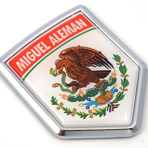 Miguel Aleman Mexico Flag Mexican Car Emblem Chrome Bike Decal 3D Sticker MX15