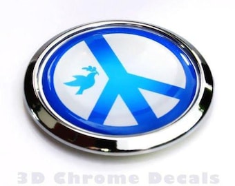 Peace symbol with dove decal car chrome emblem badge 3d sticker