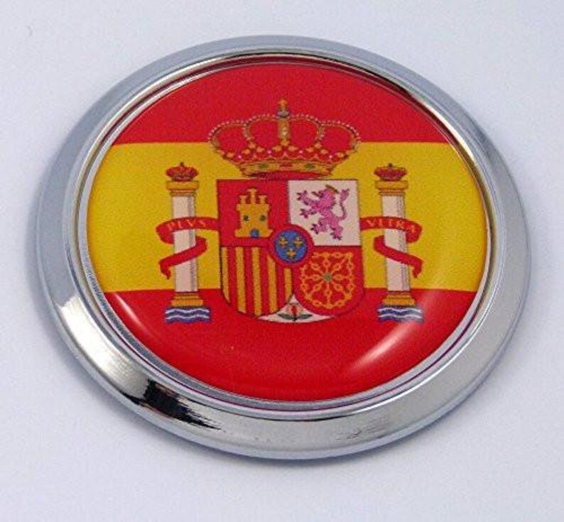 Spain Spanish Round Flag Car Chrome Decal Emblem Bumper Etsy