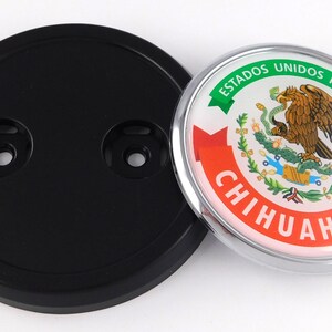 Chihuahua Mexico State flag Car Truck Black Round Grill Badge 3.5&quot; grille chrome emblem