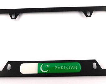 Pakistan Flag Metal black Aluminum Car License plate frame bottom cutout 4hole